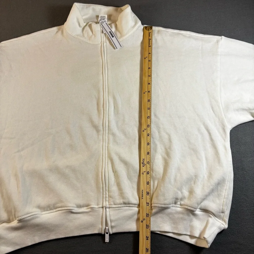 Victoria's Secret Pink Sports Club Full Zip Sweatshirt White XL - Picture 8 of 9